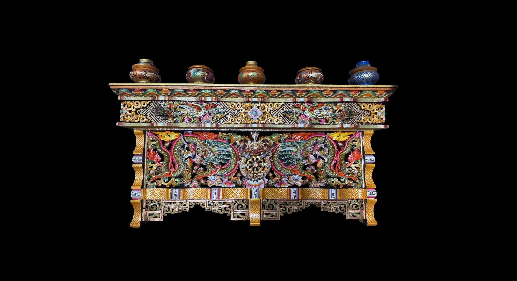 Signature Ladakhi Choktse table showcasing authentic Ladakh wood carving craftsmanship