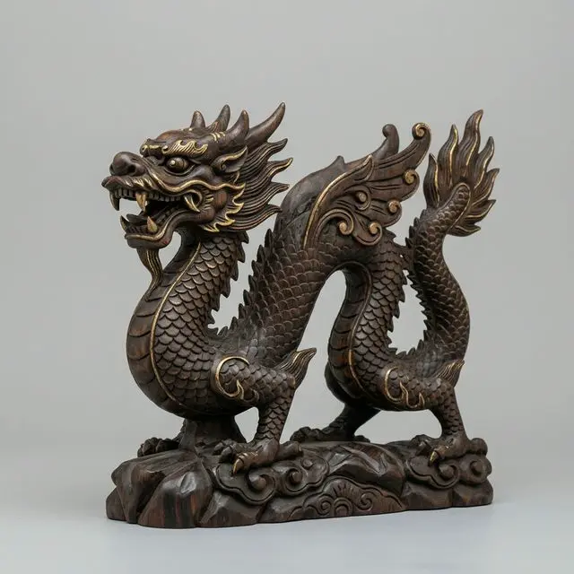 Small hand-carved Ladakhi wooden dragon Brug carving